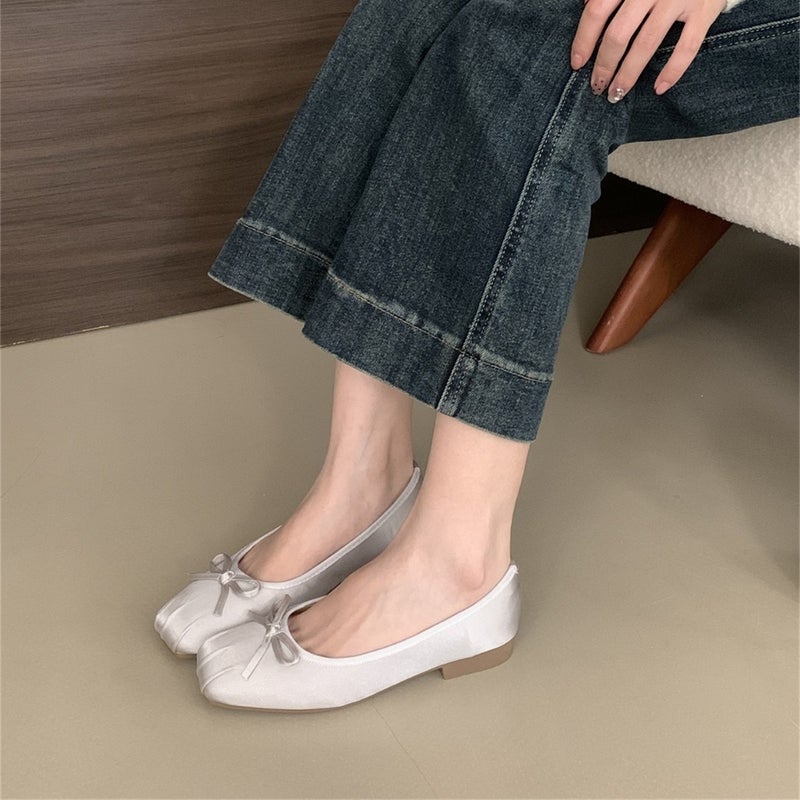 Gentle Fairy Style Single-Layer Shoes Women'S 2025 Spring New French Style Elegant Bow Shallow Mouth Late Shoes - Image 2